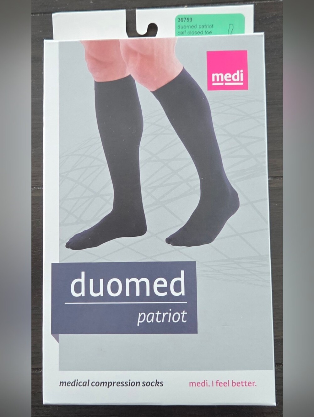 Medi Duomed Patriot Men’s Black 20-30 L Compression Dress Socks 1 Pair